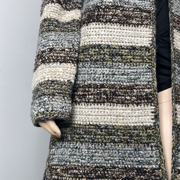 Stripe Knitted Double Tie Front Duster Cardigan - Picture 16 of 17